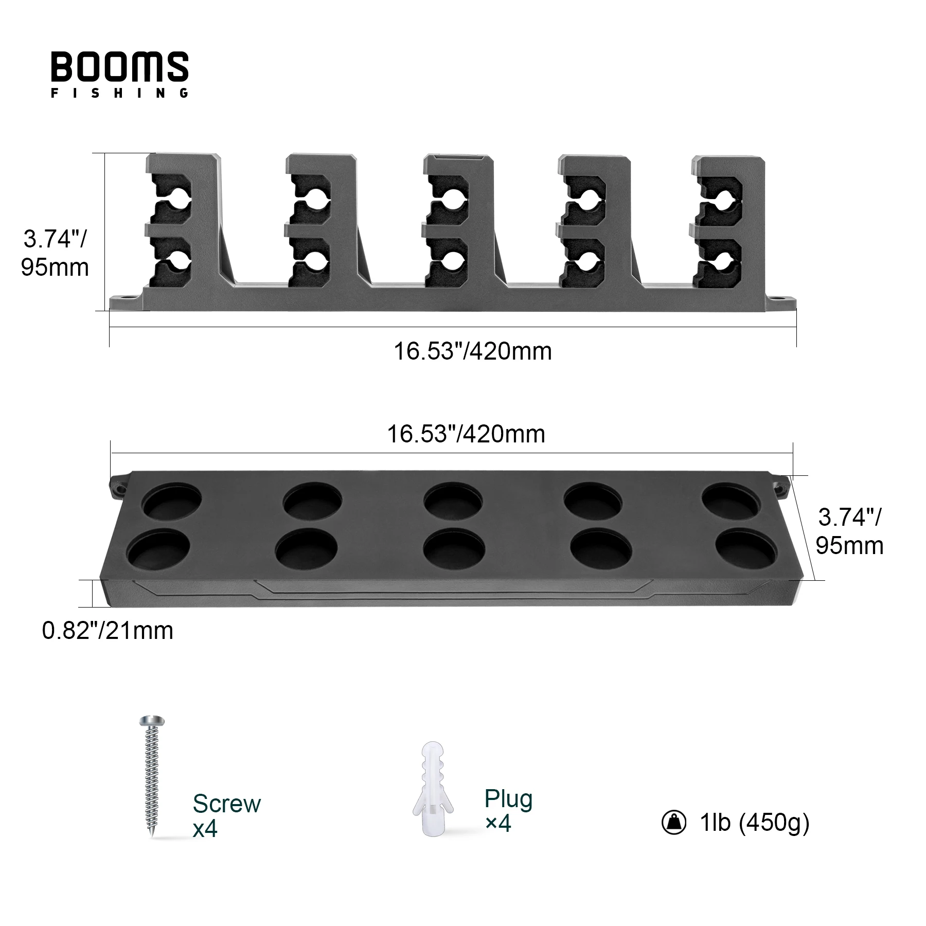 Booms Fishing WV4 Fishing Rod Holders Vertical Wall Rod Rack Store Up to 10 Rods For Fishing Pole Holder Storage Tools 4 Colors
