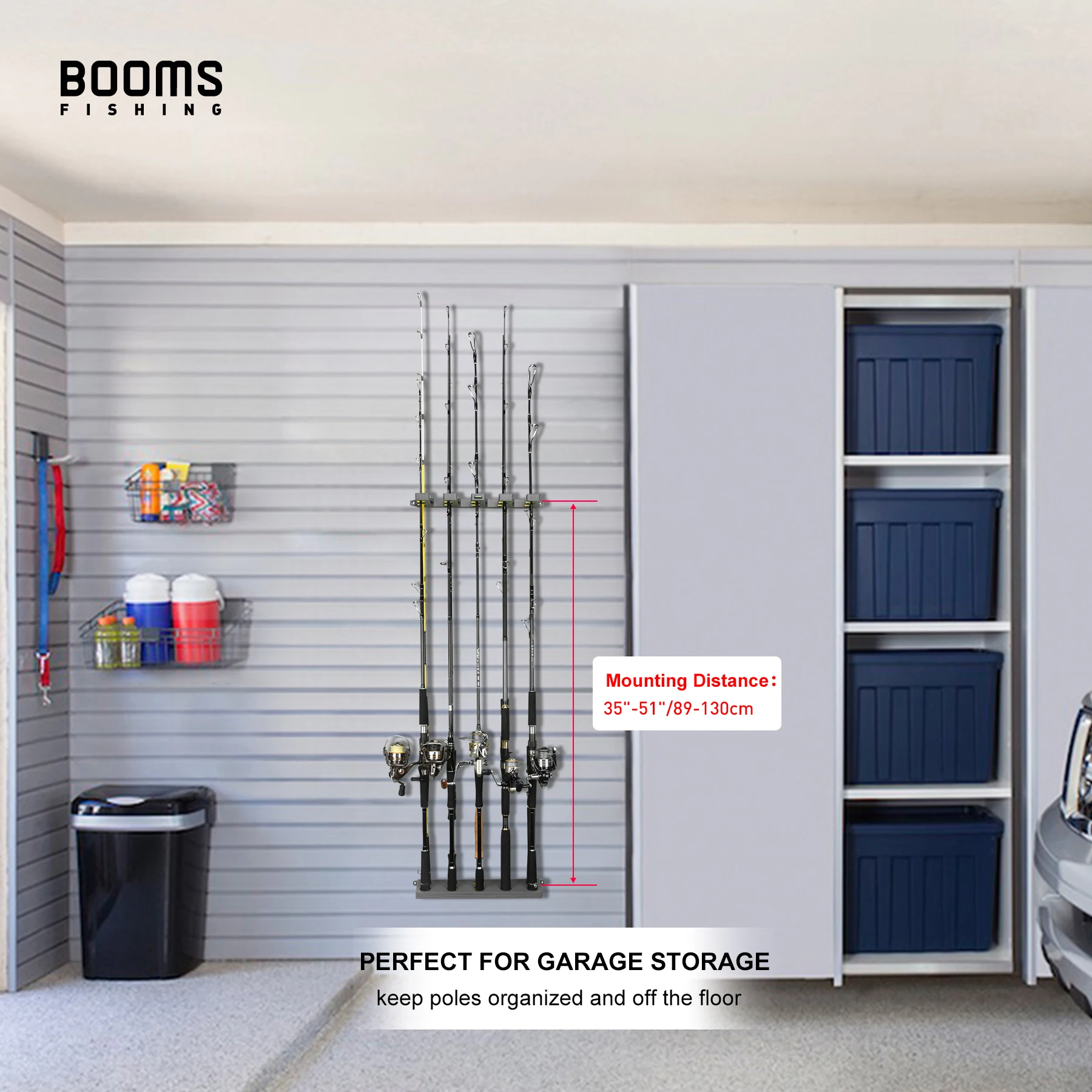 Booms Fishing WV4 Fishing Rod Holders Vertical Wall Rod Rack Store Up to 10 Rods For Fishing Pole Holder Storage Tools 4 Colors