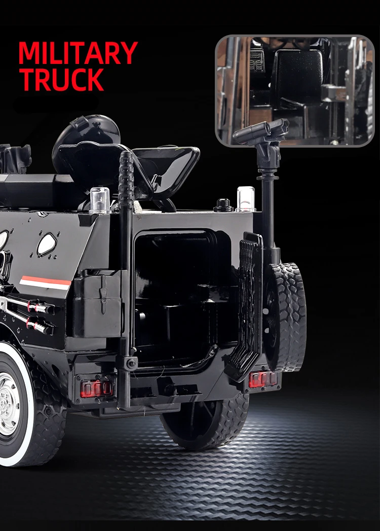 1:24 Alloy Armored Car Truck Model Diecasts Off-road Vehicles Model Metal Police Explosion Proof Car Model Sound Light Kids Gift