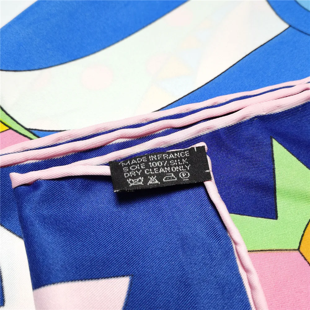 Manual Hand Rolled Twill Silk Scarf Women Horse Print Square Scarves Wraps Echarpes Curled Foulards Femme Bandana Hijabs