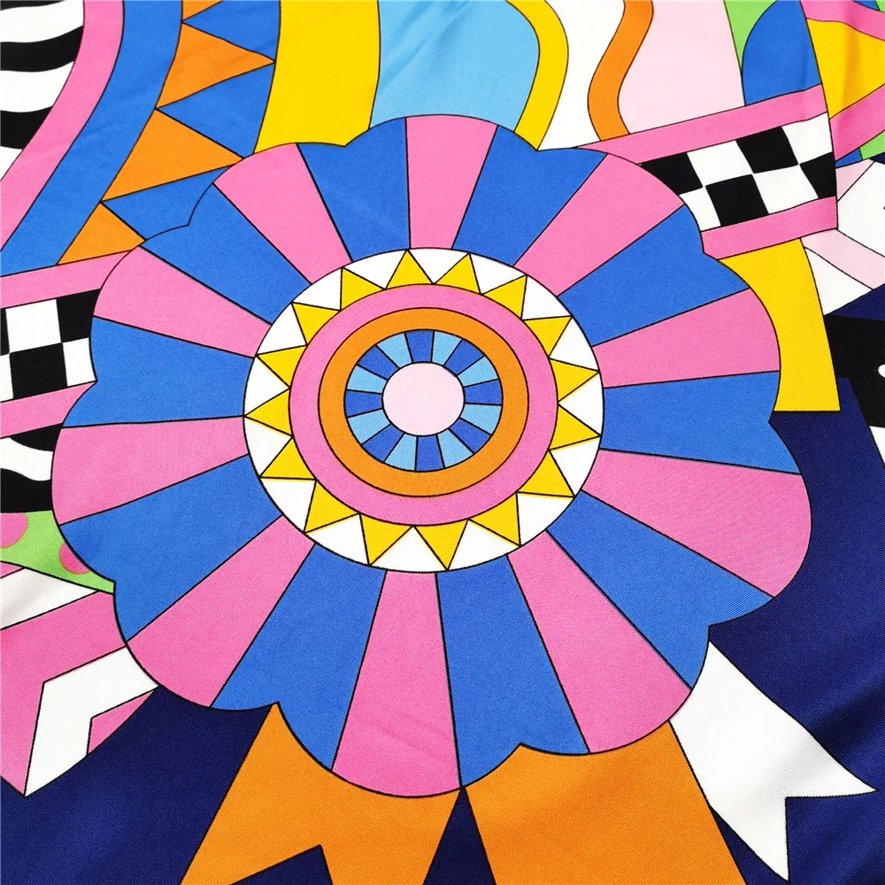Manual Hand Rolled Twill Silk Scarf Women Horse Print Square Scarves Wraps Echarpes Curled Foulards Femme Bandana Hijabs