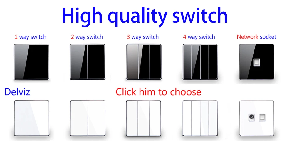 Delviz French standard Outlet,Tempered Crystal Glass Panel,Household AC interface 110-250V Ports, Wall Embedded 16A Power Socket