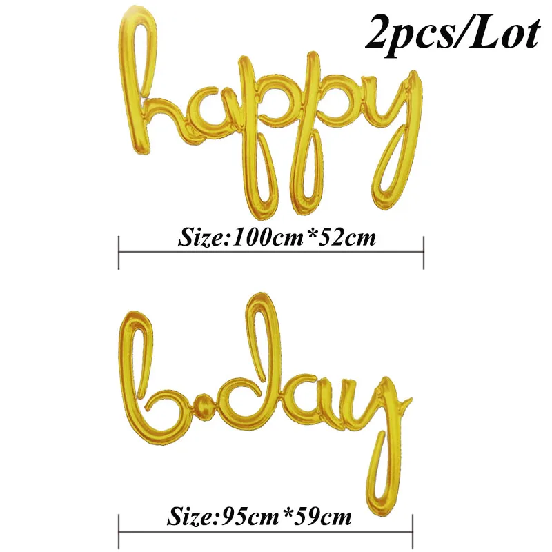Happy Bday Letters Balloons Lowercase Conjoined Rose Gold Alphabet Foil Ballon Kids Birthday Party Decoration Banner Baby Shower