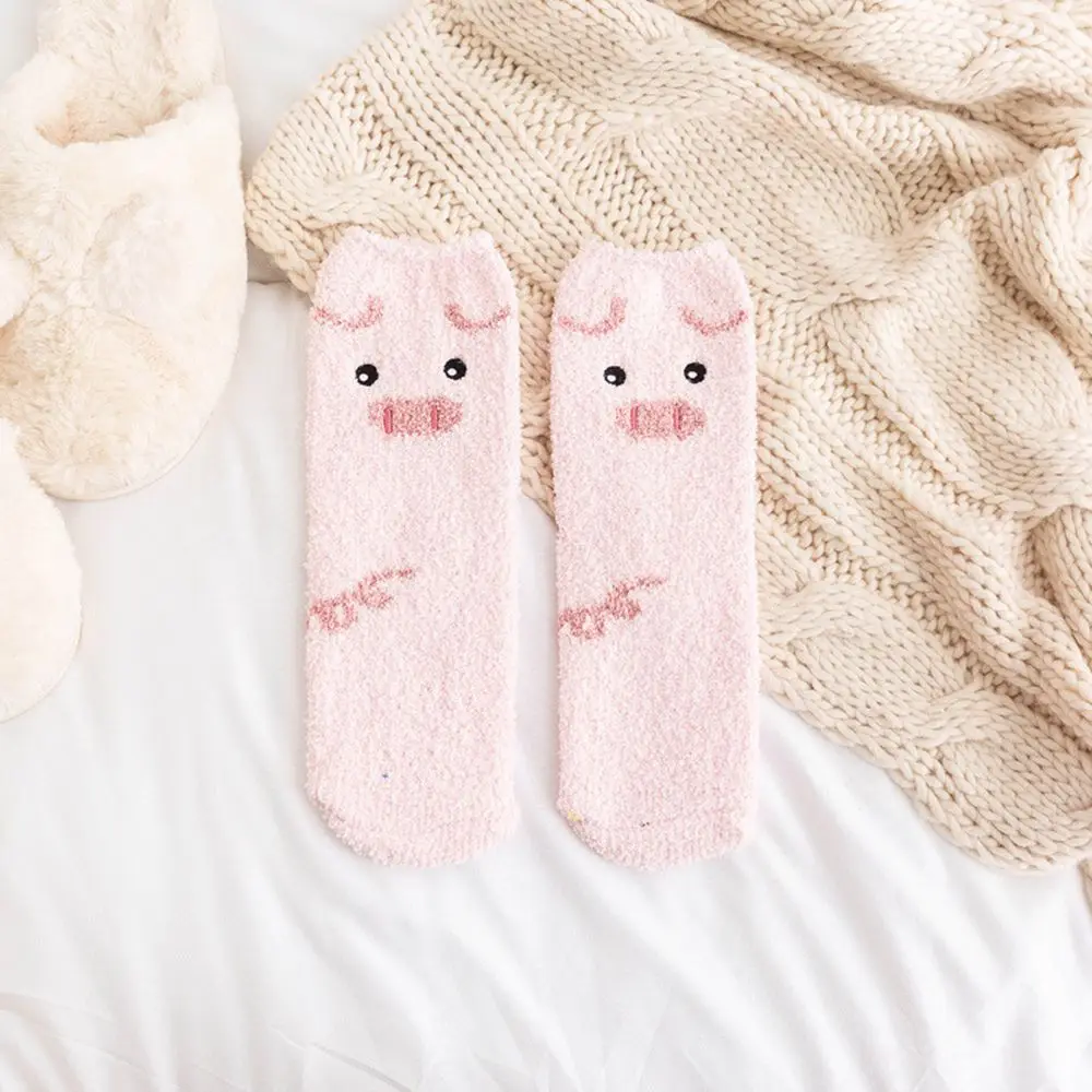 Lovely Cartoon Animals in Autumn and Winter Plush ThiCkened Warm Middle Tube Socks Cat pig panda Sleeping Socks Home Floor Socks