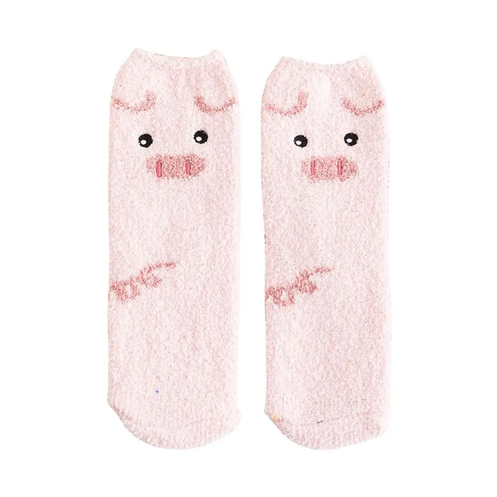 Lovely Cartoon Animals in Autumn and Winter Plush ThiCkened Warm Middle Tube Socks Cat pig panda Sleeping Socks Home Floor Socks