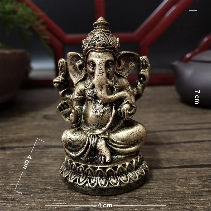 Bronze Color Lord Ganesha Buddha Statues Elephant Hindu God Sculpture Figurines Ornaments Resin Home Decoration Lucky Gifts