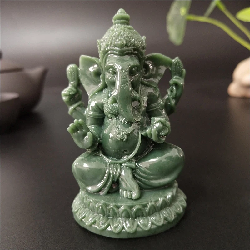 Bronze Color Lord Ganesha Buddha Statues Elephant Hindu God Sculpture Figurines Ornaments Resin Home Decoration Lucky Gifts