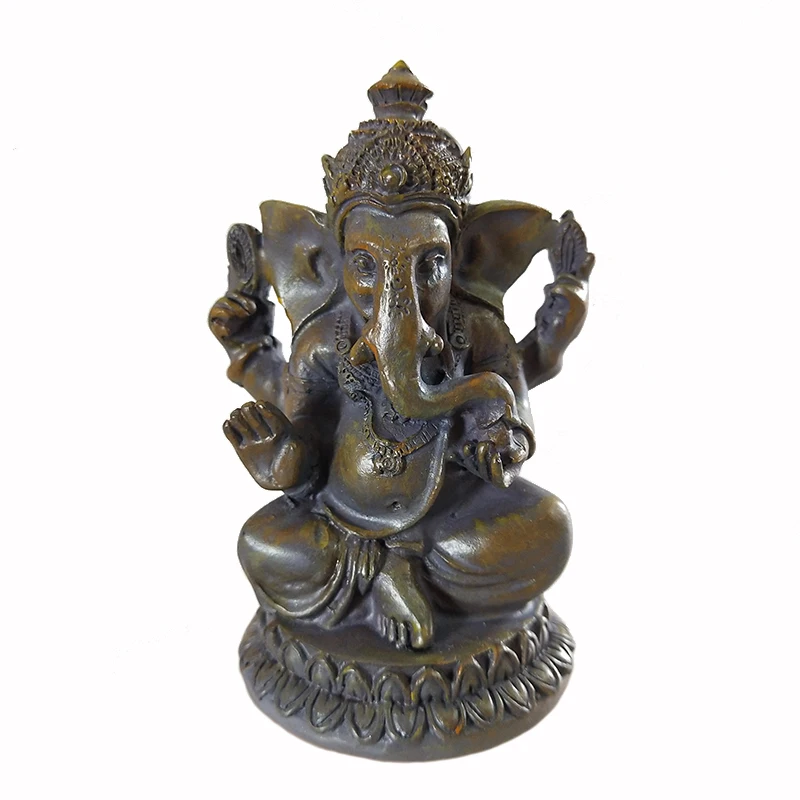 Bronze Color Lord Ganesha Buddha Statues Elephant Hindu God Sculpture Figurines Ornaments Resin Home Decoration Lucky Gifts