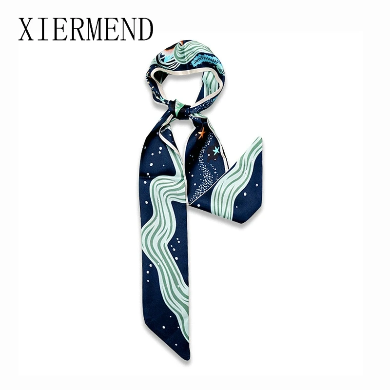 2021 new silk scarves spring autumn decoration joker hair ribbon bound handbags band small scarf hairband skinny scarf women