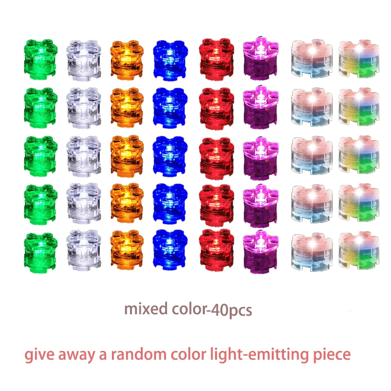 City LED Luminous Building Block minifigs Parts 2X2 Round Bricks DIY Decorative Ornament Pink and White Children Puzzle Toys