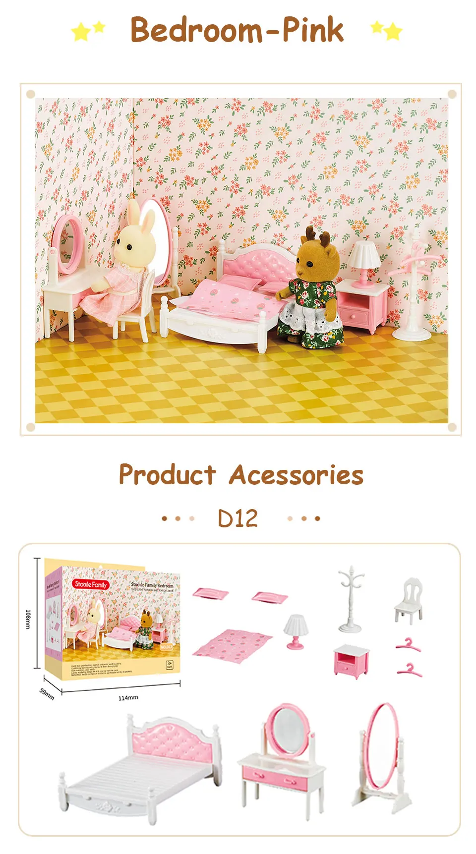 Toys Doll Forest Family Montessori Kitchen Miniature Doll House 1/12 Toy Kitchen Accessories Dollhouse Furniture Toys for Girls
