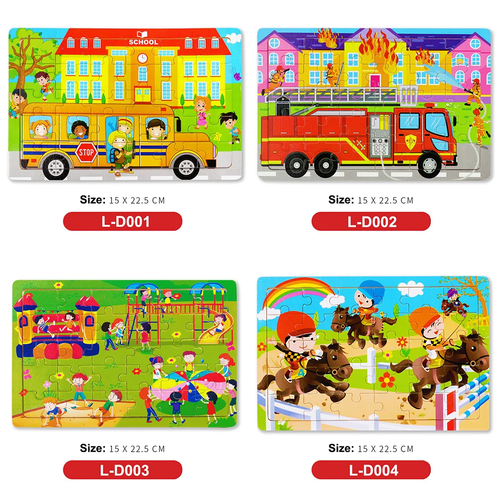 New 30 Pieces Wooden 3d Puzzles Cartoon Animal Jigsaw Puzzle Board Game Preschool Montessori Educational Toys For Children