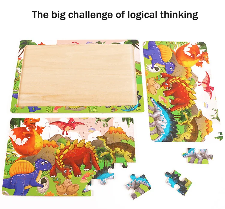New 30 Pieces Wooden 3d Puzzles Cartoon Animal Jigsaw Puzzle Board Game Preschool Montessori Educational Toys For Children
