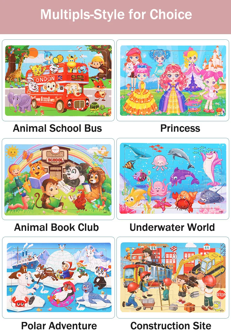 New 30 Pieces Wooden 3d Puzzles Cartoon Animal Jigsaw Puzzle Board Game Preschool Montessori Educational Toys For Children