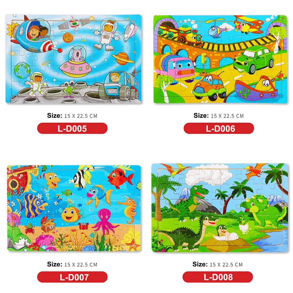 New 30 Pieces Wooden 3d Puzzles Cartoon Animal Jigsaw Puzzle Board Game Preschool Montessori Educational Toys For Children