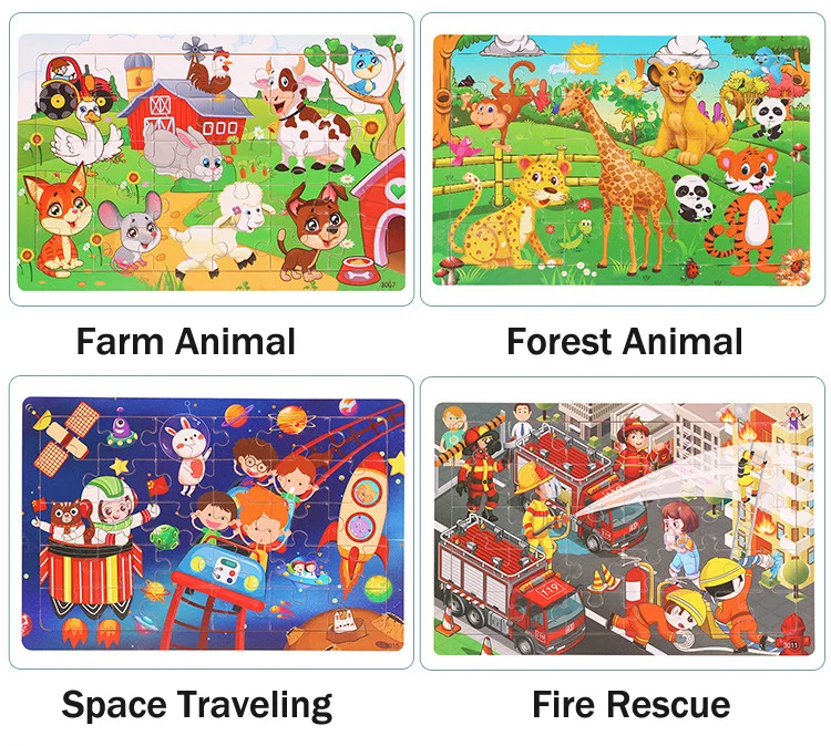 New 30 Pieces Wooden 3d Puzzles Cartoon Animal Jigsaw Puzzle Board Game Preschool Montessori Educational Toys For Children