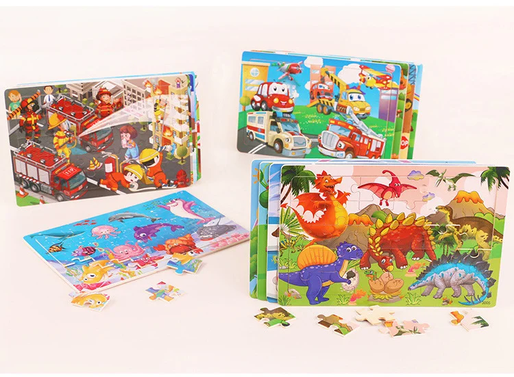 New 30 Pieces Wooden 3d Puzzles Cartoon Animal Jigsaw Puzzle Board Game Preschool Montessori Educational Toys For Children
