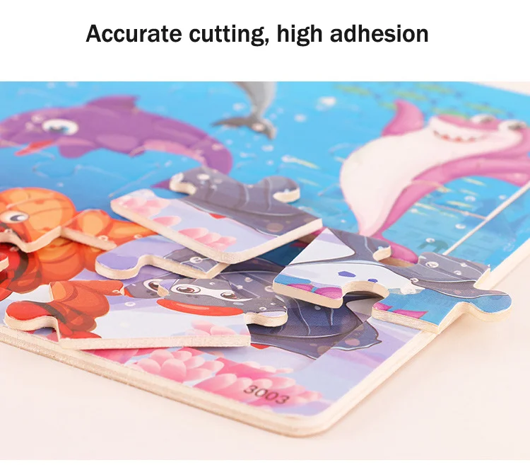 New 30 Pieces Wooden 3d Puzzles Cartoon Animal Jigsaw Puzzle Board Game Preschool Montessori Educational Toys For Children