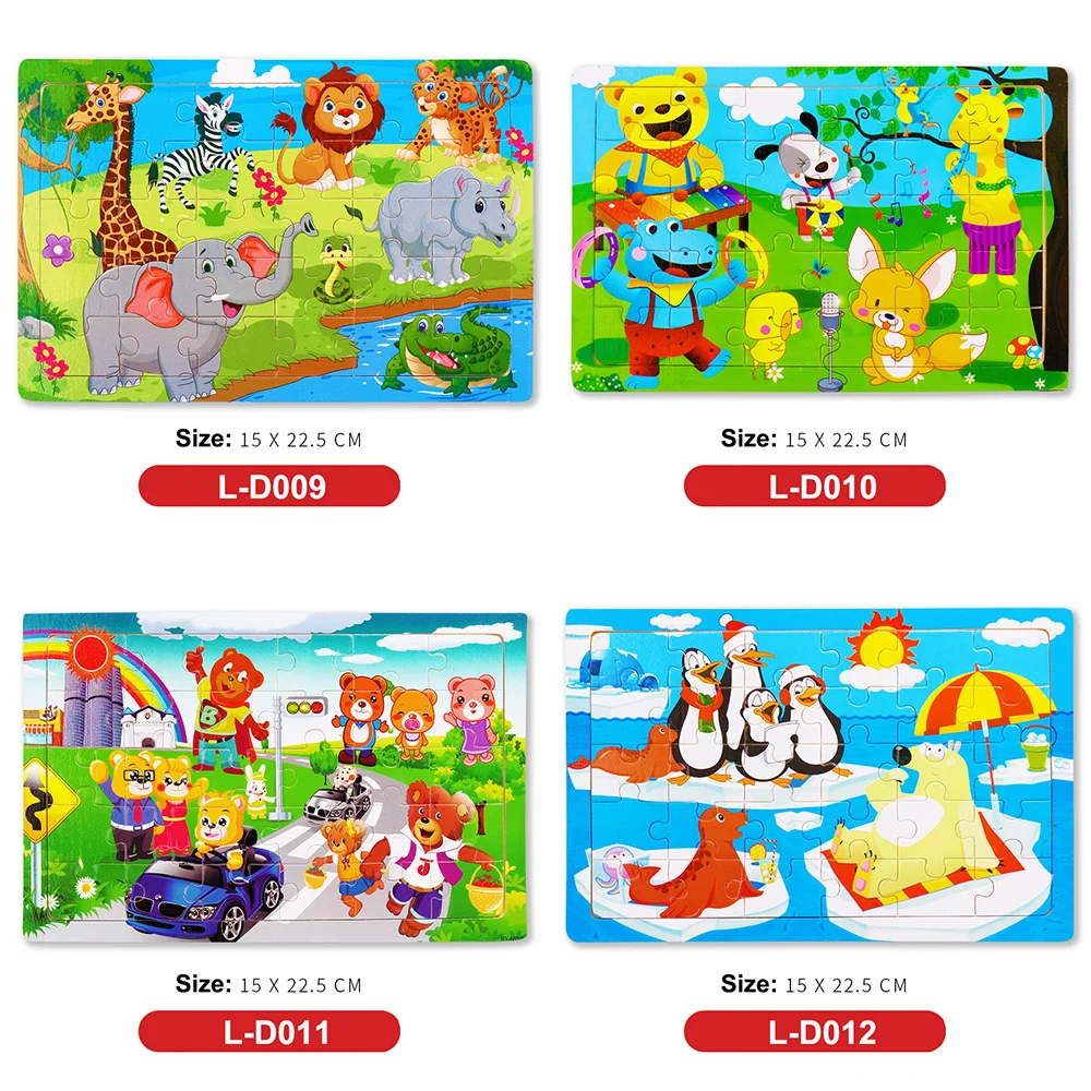 New 30 Pieces Wooden 3d Puzzles Cartoon Animal Jigsaw Puzzle Board Game Preschool Montessori Educational Toys For Children