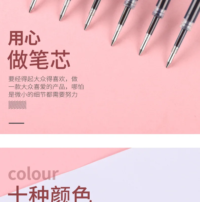 10pcs K35 0.5MM Gel Ink 10 Color Colorful Refill 110MM Length Refill for Press Gel Pen Stationary Cute Pens Ink Back to School