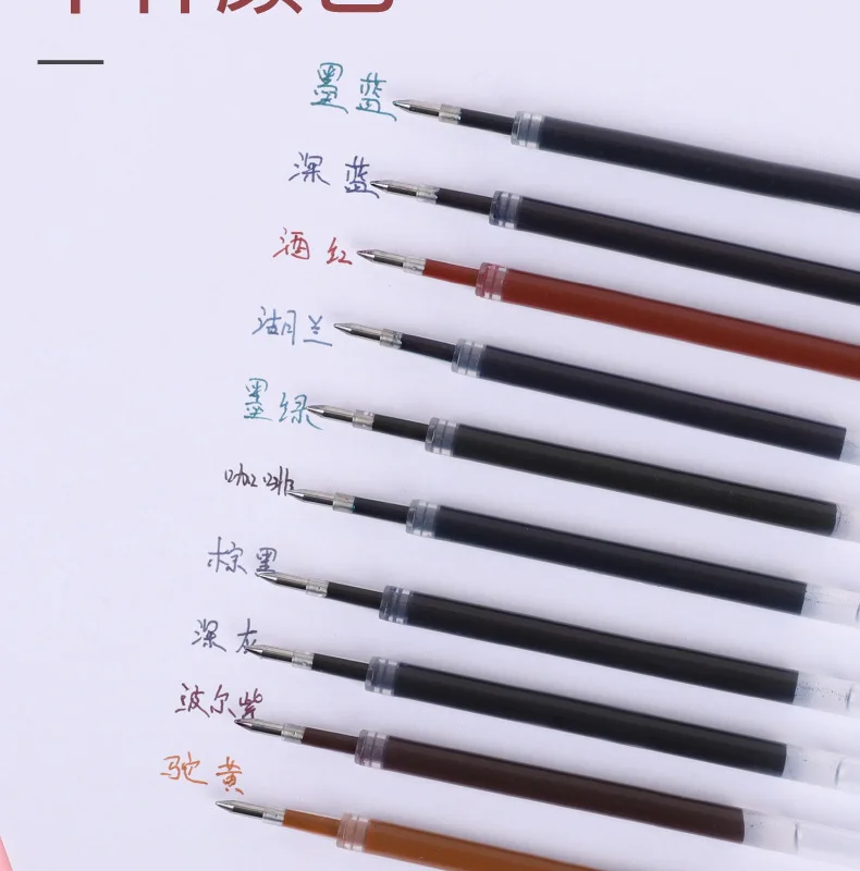 10pcs K35 0.5MM Gel Ink 10 Color Colorful Refill 110MM Length Refill for Press Gel Pen Stationary Cute Pens Ink Back to School