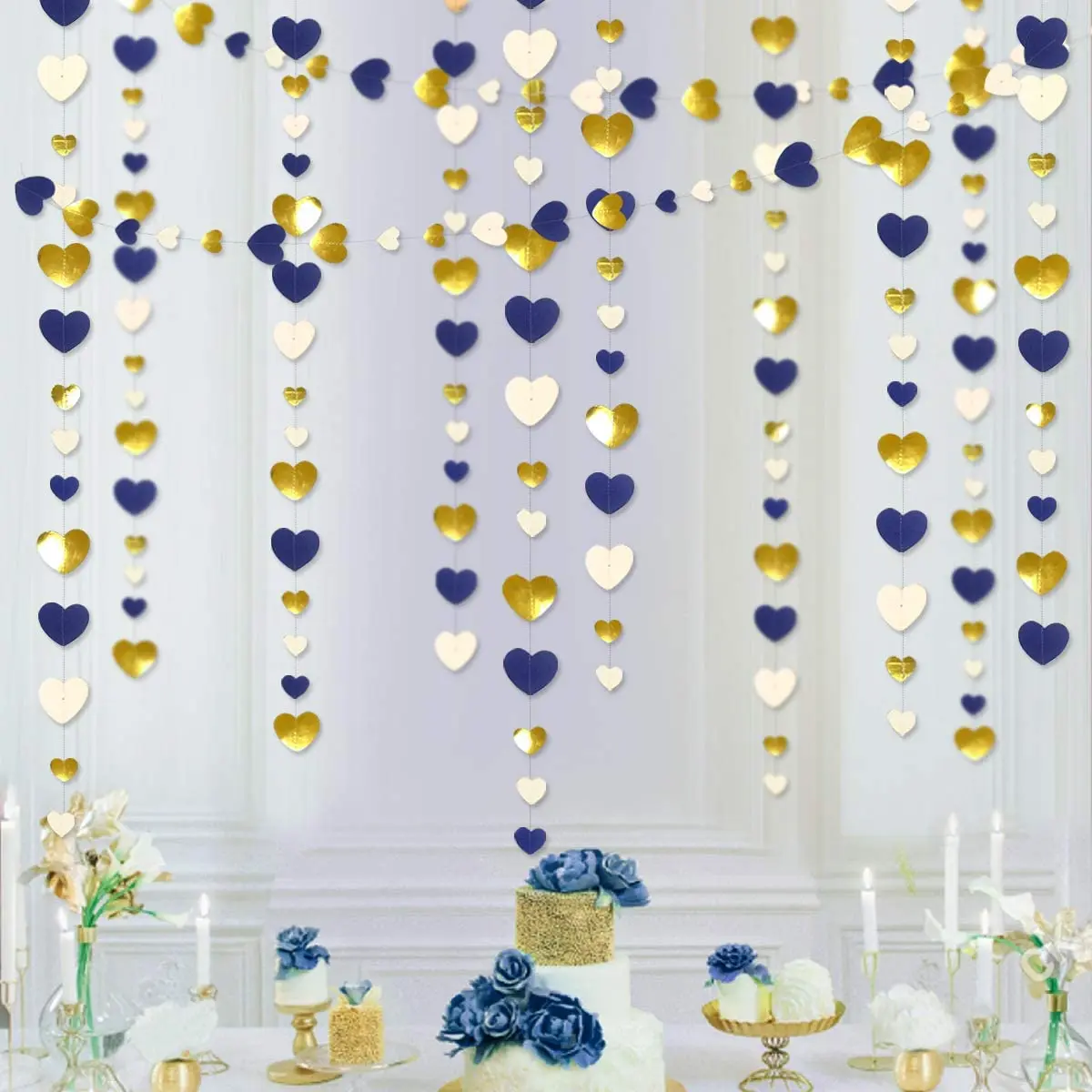 Autumn Paper Heart Garlands Orange Love Hanging Streamers for Fall Wedding Bridal Shower Harvest Thanksgiving Party Decorations