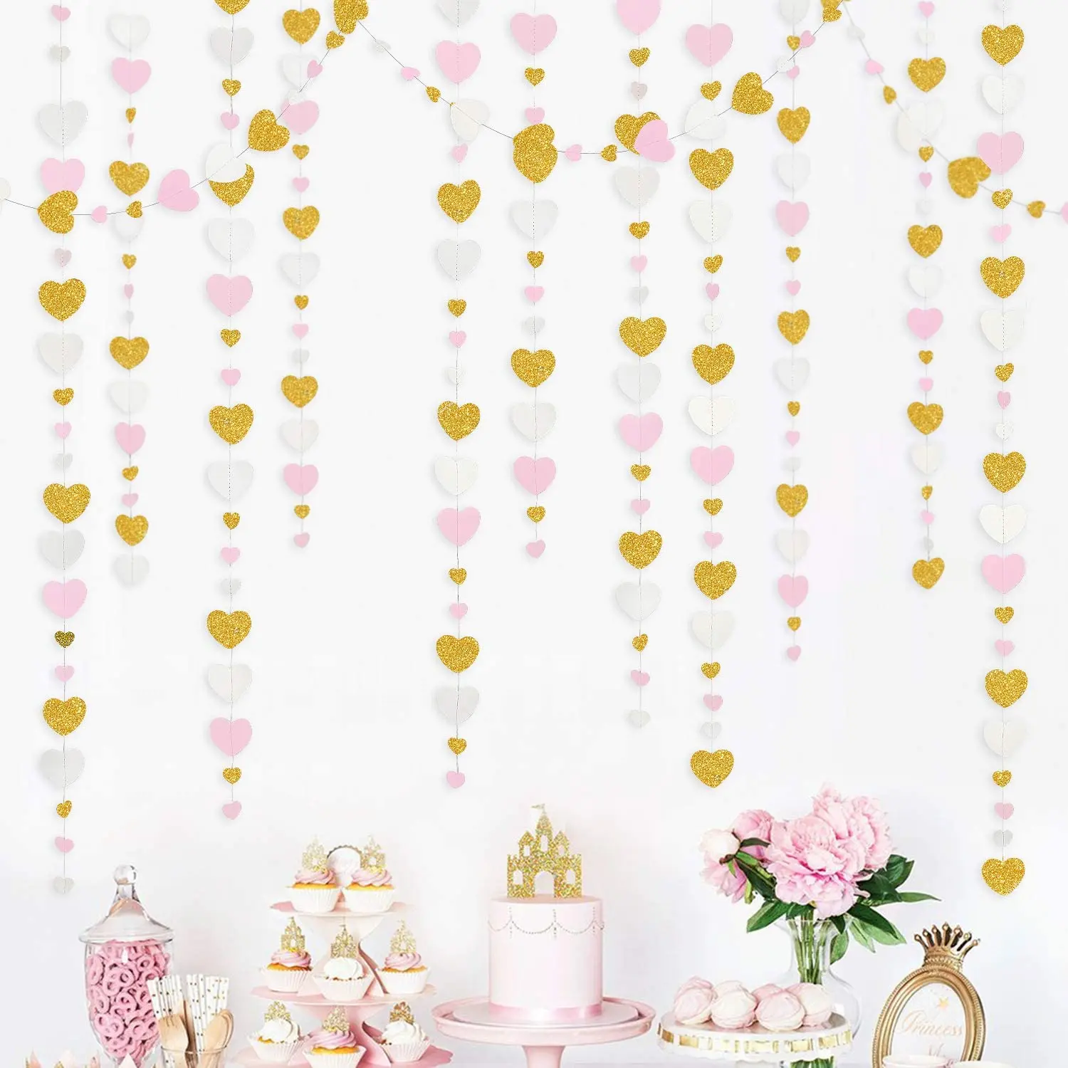 Autumn Paper Heart Garlands Orange Love Hanging Streamers for Fall Wedding Bridal Shower Harvest Thanksgiving Party Decorations