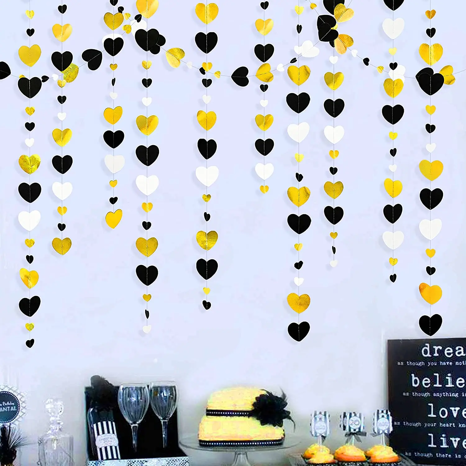 Autumn Paper Heart Garlands Orange Love Hanging Streamers for Fall Wedding Bridal Shower Harvest Thanksgiving Party Decorations