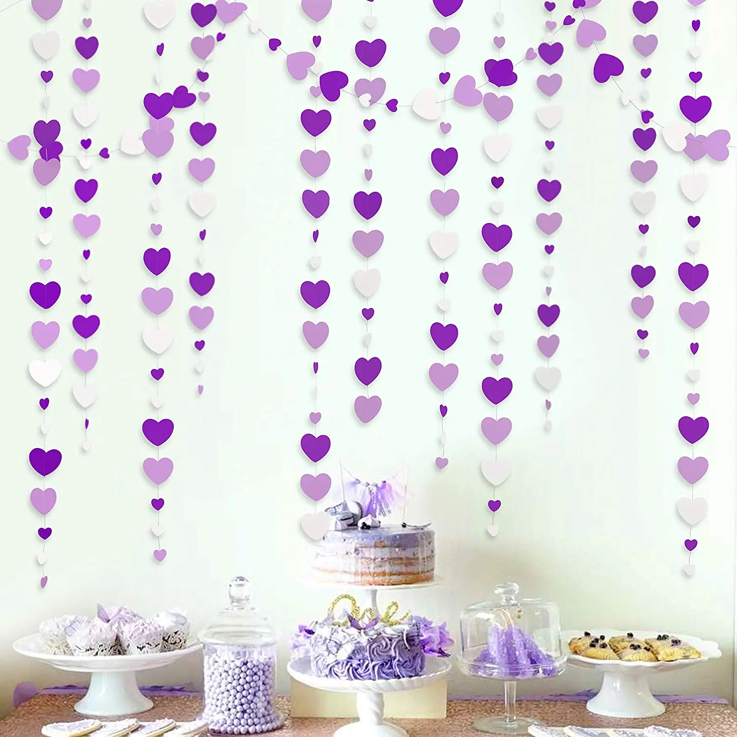 Autumn Paper Heart Garlands Orange Love Hanging Streamers for Fall Wedding Bridal Shower Harvest Thanksgiving Party Decorations