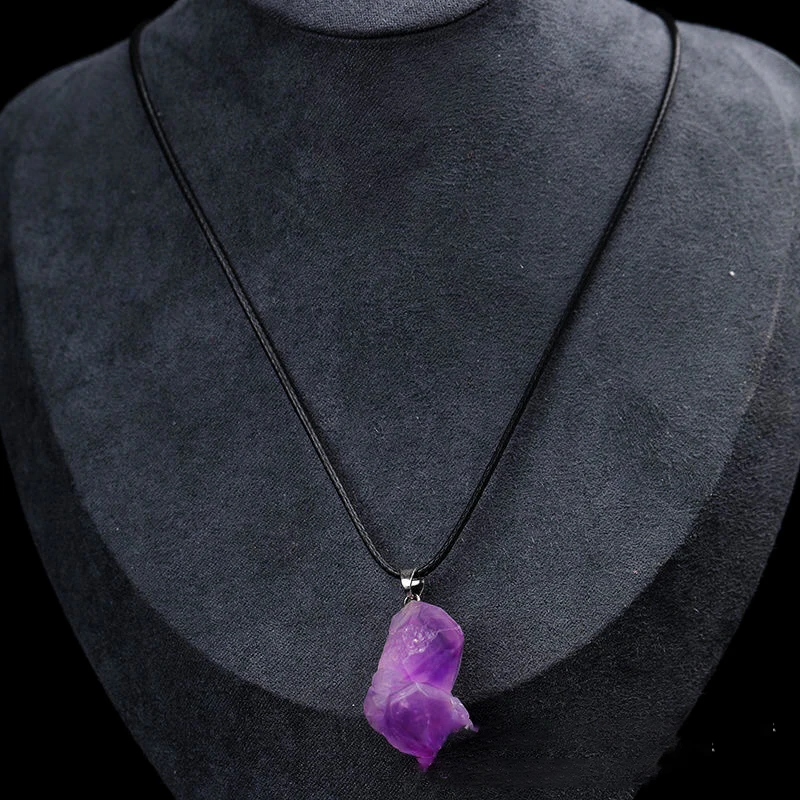 Natural Amethysts Flower Necklace Reiki Healing Stone Irregular Shape Jewelry DIY Gift Adjustable Choker Lucky Pendant For Women