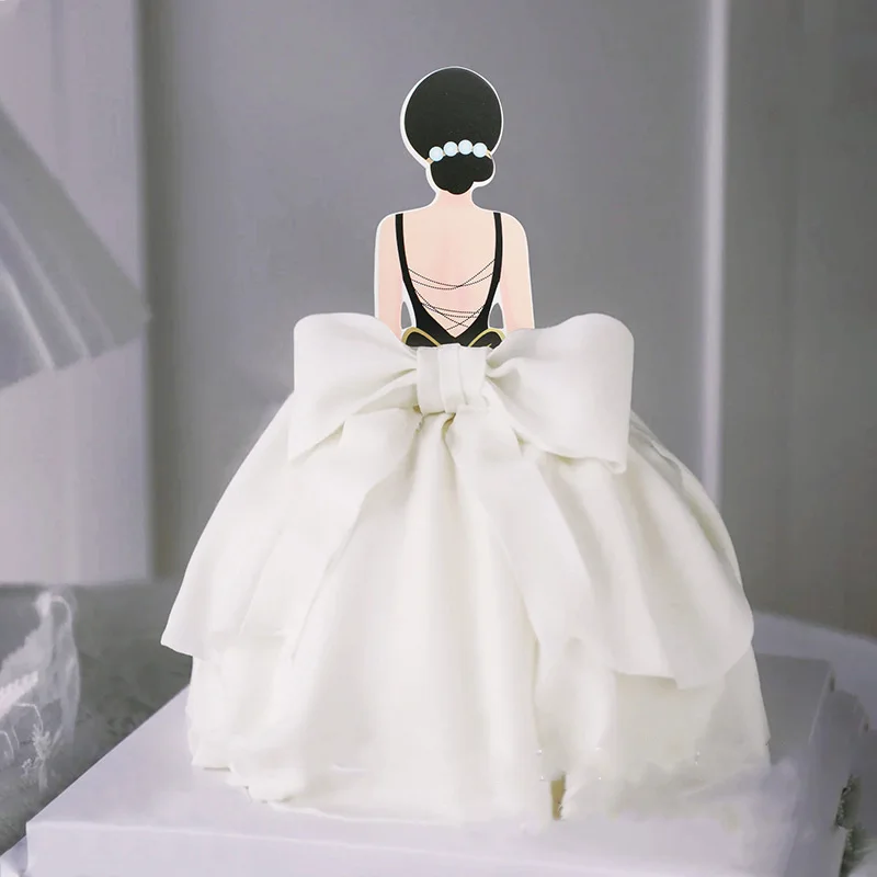 New Creative Happy Birthday Cake Toppers Noble Dress Mother's Day Birthday Party Cake Topper MOM Back View Happy Cake Decoration