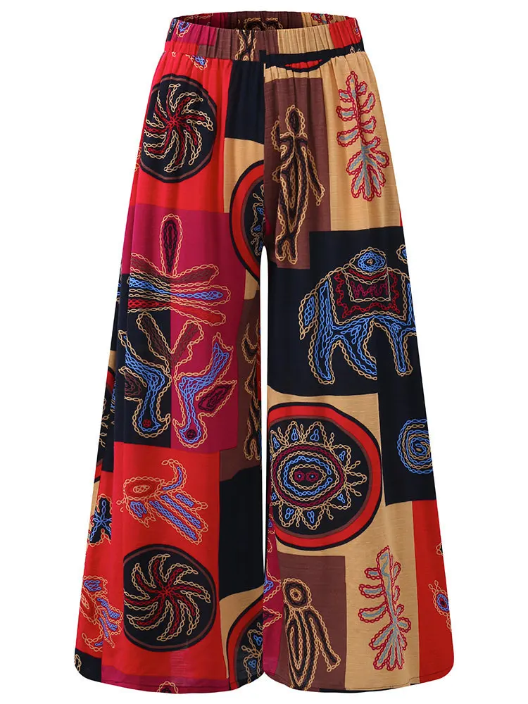 Women Ladies 5XL Wide Leg Boho Yoga Harem Pants Gypsy Hippie Thai Boho Court Women's Pants Ruched Waist Aladdin Women's Pants