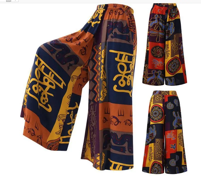 Women Ladies 5XL Wide Leg Boho Yoga Harem Pants Gypsy Hippie Thai Boho Court Women's Pants Ruched Waist Aladdin Women's Pants