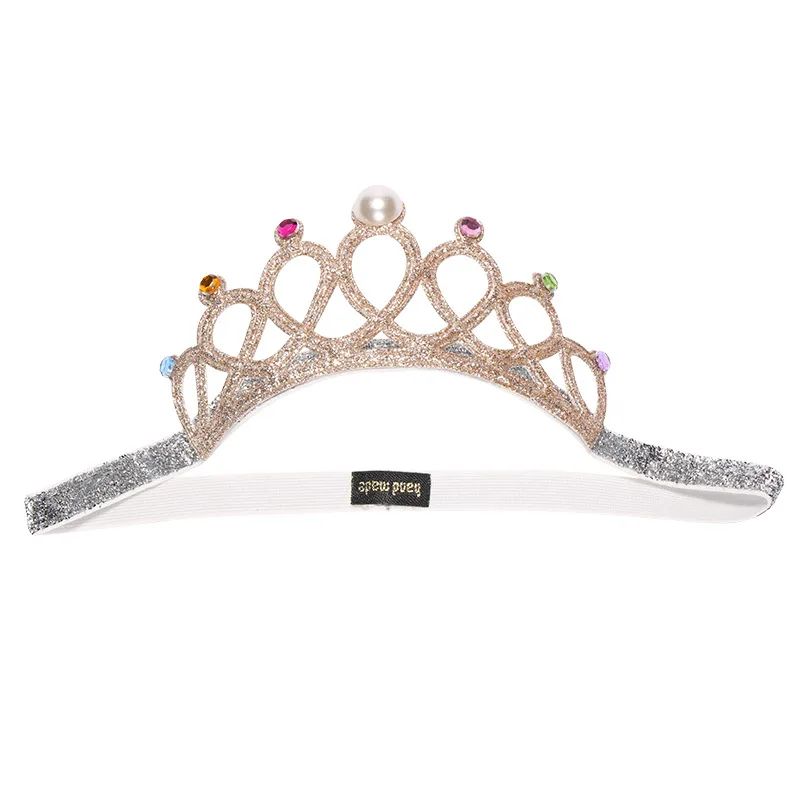 Baby Glitter Rhinestone Children's Hairband Sweet Princess Crown Hat Girl One 1st Happy Birthday Party Decor Head Band Hat Favor