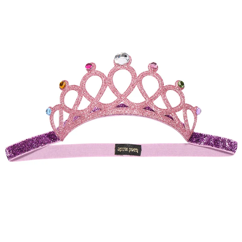 Baby Glitter Rhinestone Children's Hairband Sweet Princess Crown Hat Girl One 1st Happy Birthday Party Decor Head Band Hat Favor