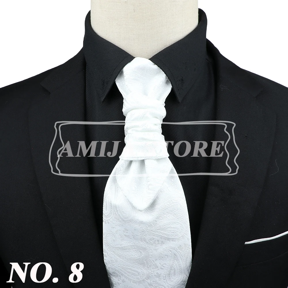 Luxury Men Paisley Ascot Tie Tuxedo Man Wedding Business Party Cravat Tie 10CM Vintage Pattern Necktie Gentleman Accessories