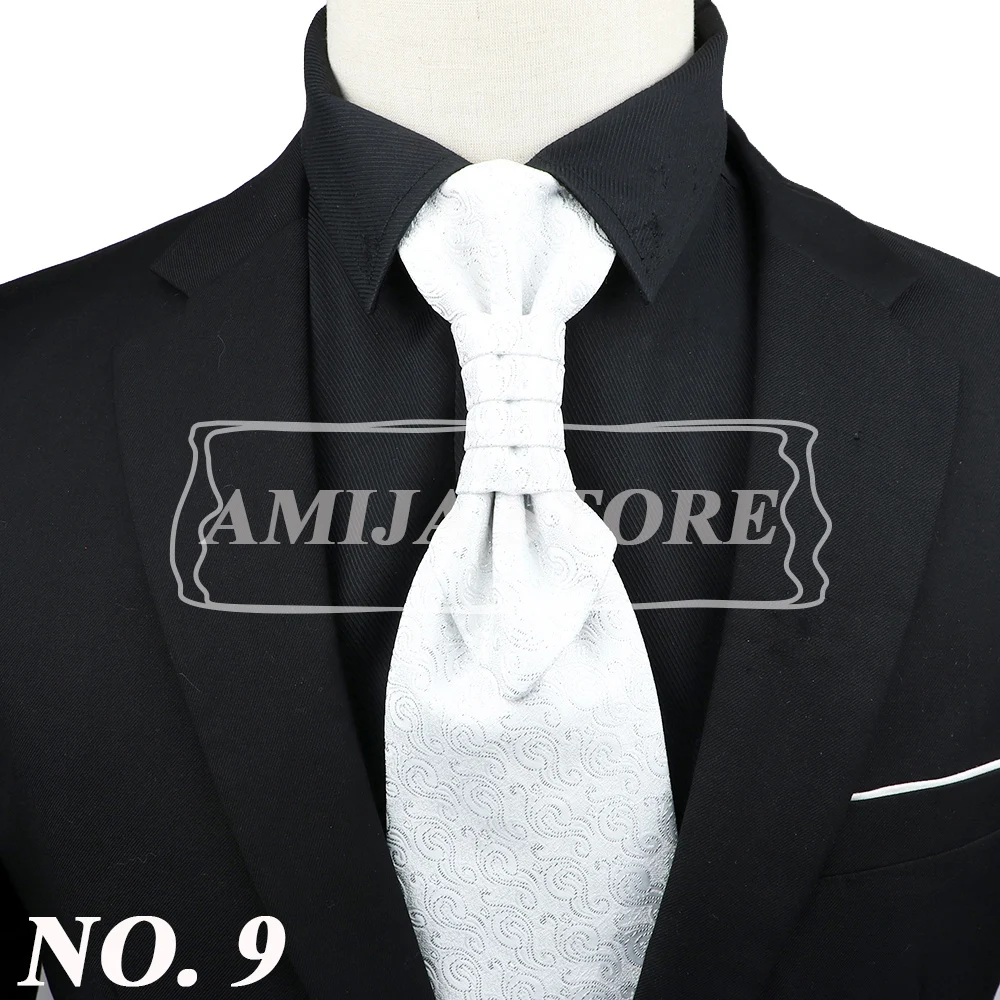 Luxury Men Paisley Ascot Tie Tuxedo Man Wedding Business Party Cravat Tie 10CM Vintage Pattern Necktie Gentleman Accessories