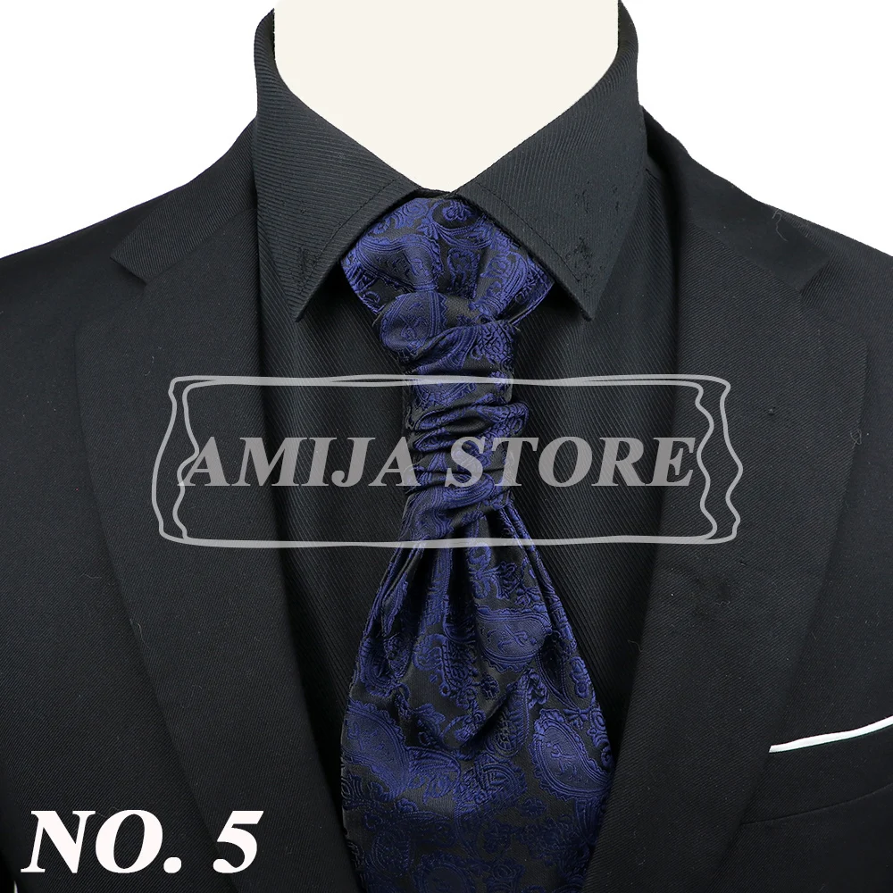Luxury Men Paisley Ascot Tie Tuxedo Man Wedding Business Party Cravat Tie 10CM Vintage Pattern Necktie Gentleman Accessories