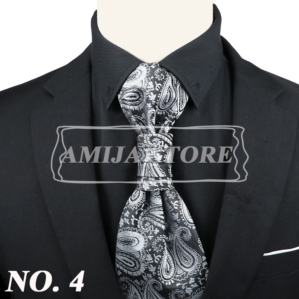 Luxury Men Paisley Ascot Tie Tuxedo Man Wedding Business Party Cravat Tie 10CM Vintage Pattern Necktie Gentleman Accessories