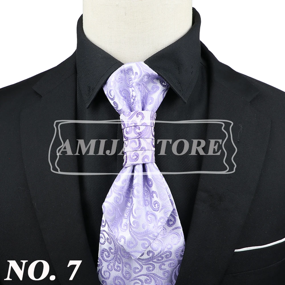 Luxury Men Paisley Ascot Tie Tuxedo Man Wedding Business Party Cravat Tie 10CM Vintage Pattern Necktie Gentleman Accessories