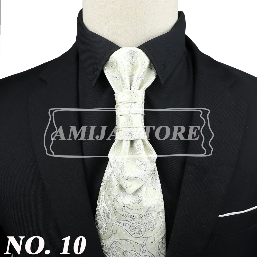Luxury Men Paisley Ascot Tie Tuxedo Man Wedding Business Party Cravat Tie 10CM Vintage Pattern Necktie Gentleman Accessories