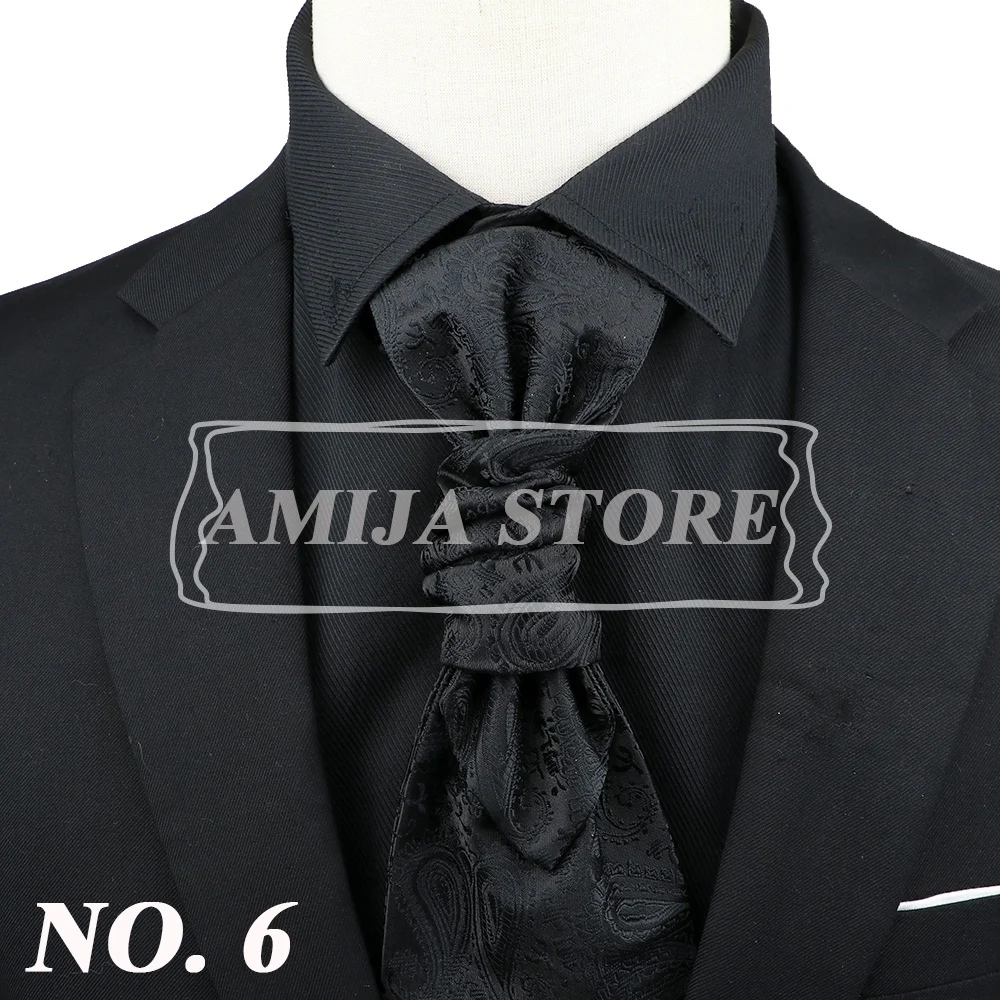 Luxury Men Paisley Ascot Tie Tuxedo Man Wedding Business Party Cravat Tie 10CM Vintage Pattern Necktie Gentleman Accessories