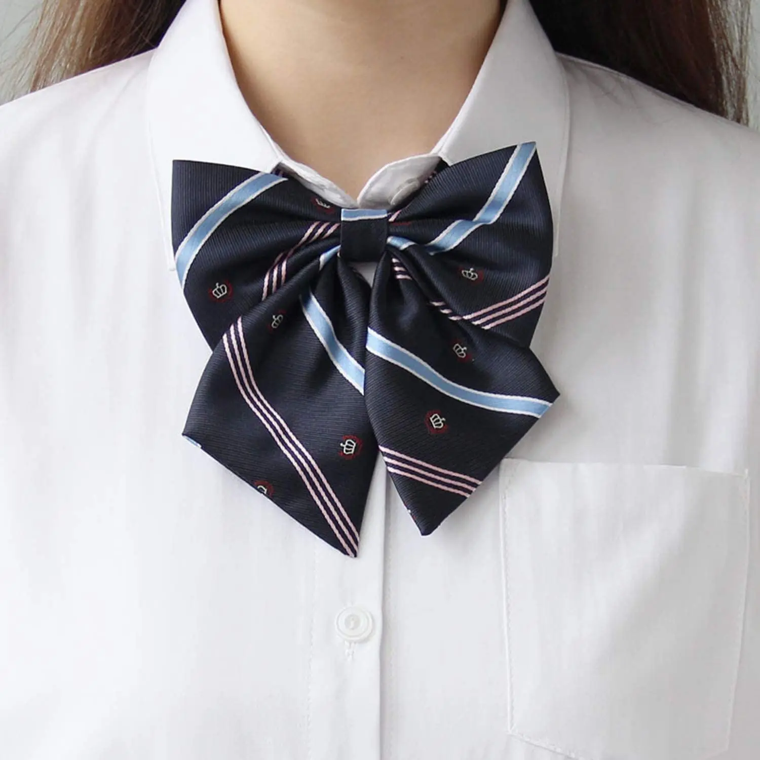VEEKTIE Bow tie Ribbons Fashion Japanese JK/DK Style Striped School Uniform Bow Tie for Girls Korean Cosplay Women Butterfly