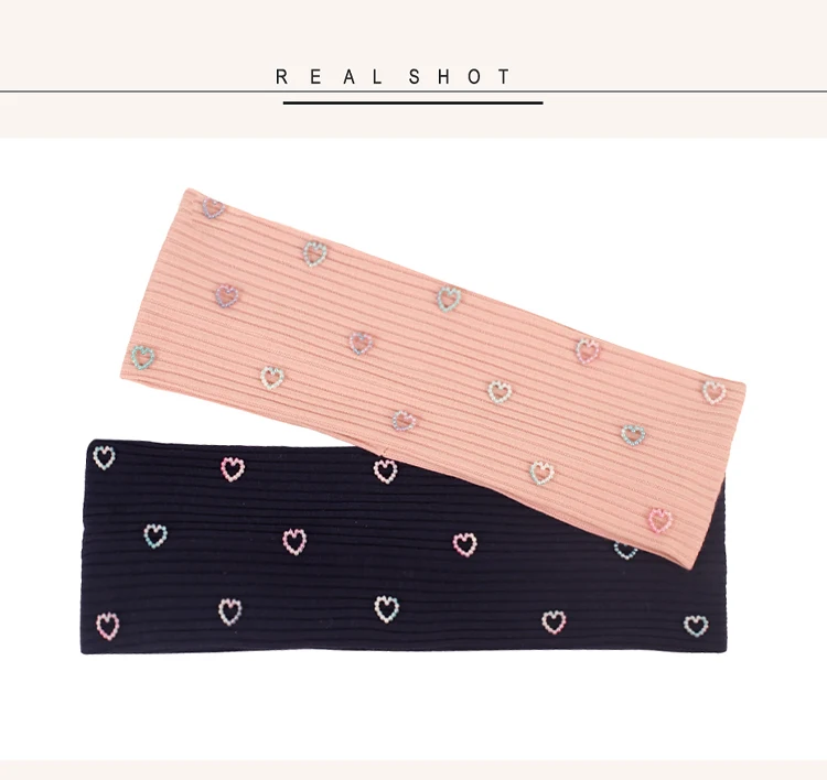 Geebro Women Ribbed Elastic Pearl Heart Headband Soft Bow Star Stripe Hair Band Yoga Running Slouchy Girls Hair Accessories