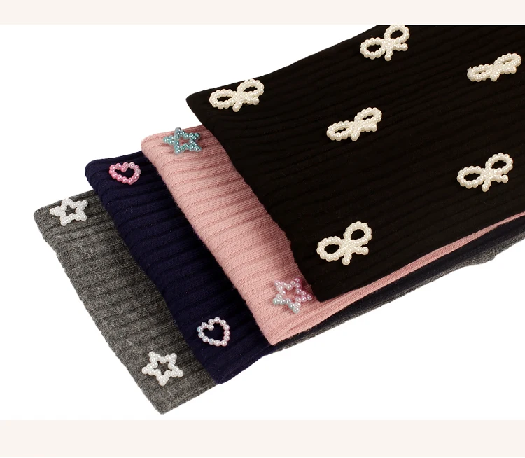 Geebro Women Ribbed Elastic Pearl Heart Headband Soft Bow Star Stripe Hair Band Yoga Running Slouchy Girls Hair Accessories