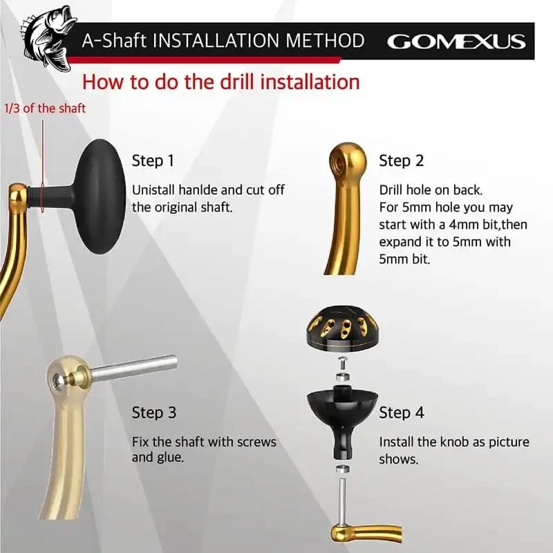 Gomexus Alloy Reel Shaft and Bearing for Shimano Daiwa Ryobi Peen Baitcatsing Spinning Reel Handle Parts