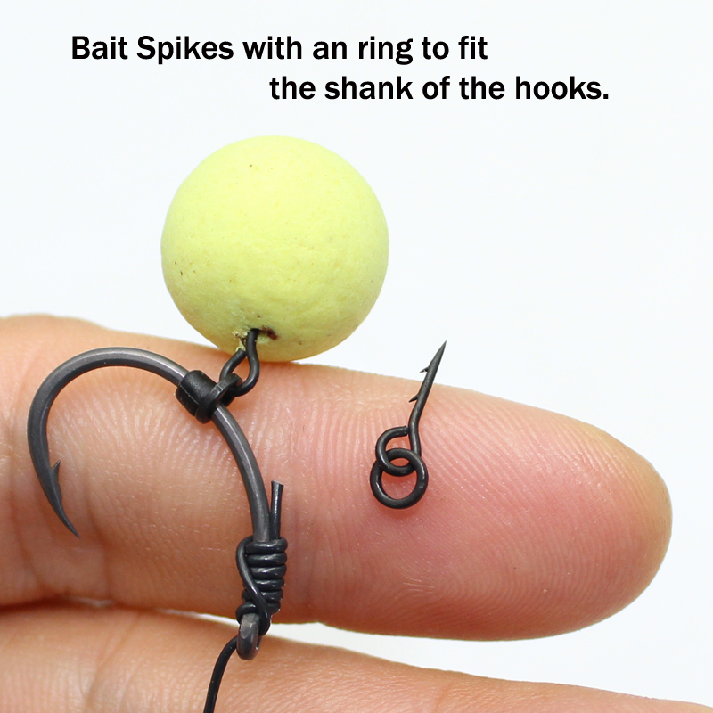 20PCS Metal Bait Spike Carp Fishing Accessories Bait Sting Boilies Pin with Ring Corn Ronnie Hair Rig Carp Feeder Tackle