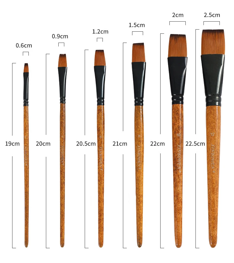 Wood Grain Professional Nylon Paint Brush Oil Watercolor Paint Brushes For Gouache Acrylic Oil Paintbrush Art Painting Supplies