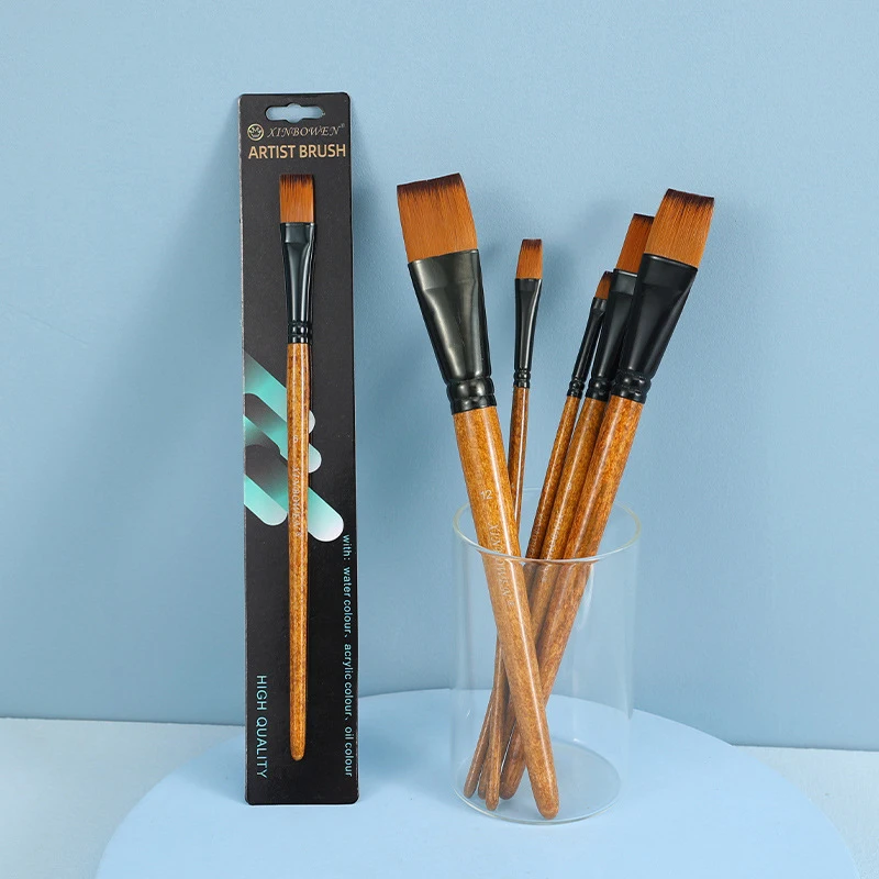 Wood Grain Professional Nylon Paint Brush Oil Watercolor Paint Brushes For Gouache Acrylic Oil Paintbrush Art Painting Supplies
