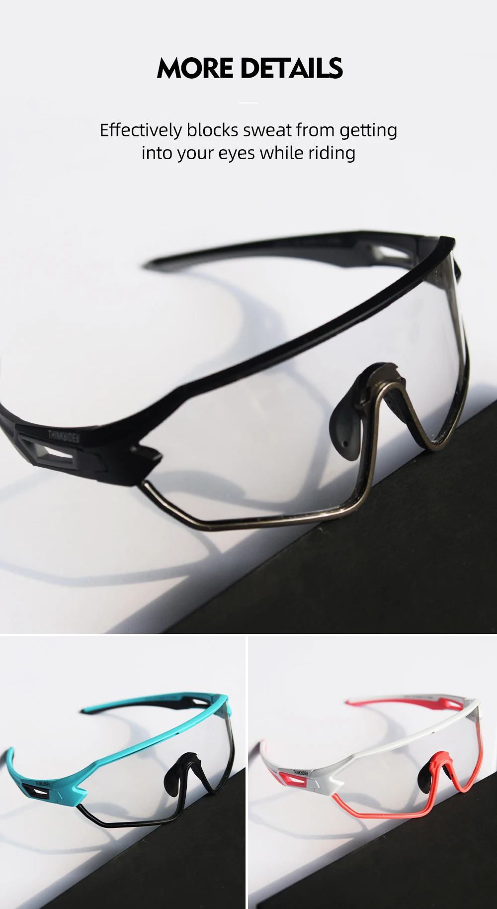 ThinkRider Bike Photochromic Cycling Glasses Bicycle Glasses Sports Men's Sunglasses MTB Road Cycling Eyewear Protection Goggles